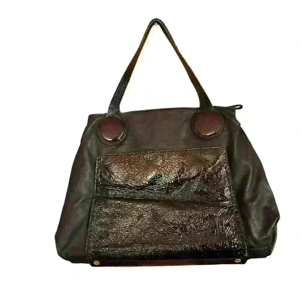 Goldenbleu black patent leather convertible purse‎